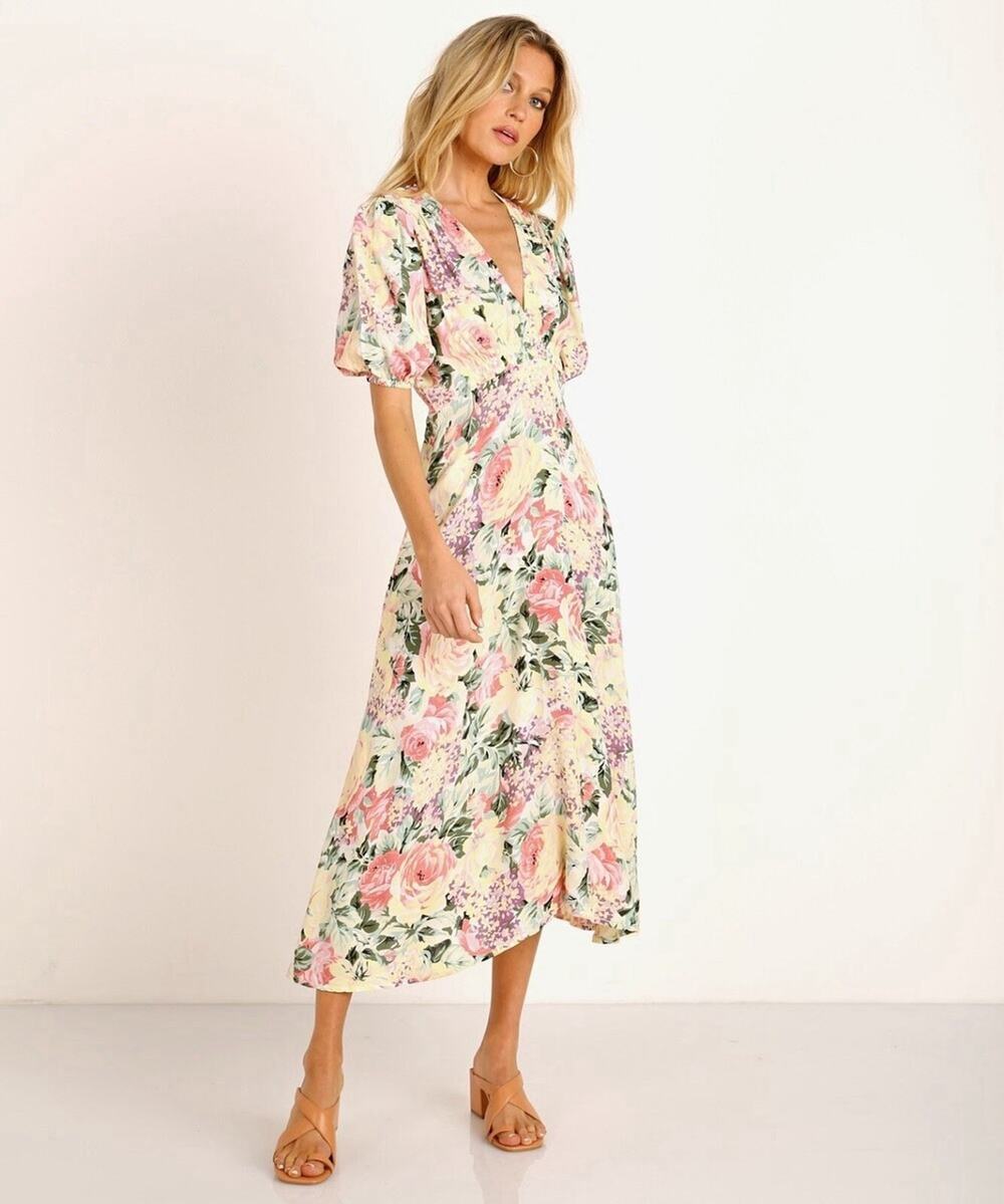 Faithfull The Brand Size 4 Small Vittoria Midi Dress In Vennisa Floral